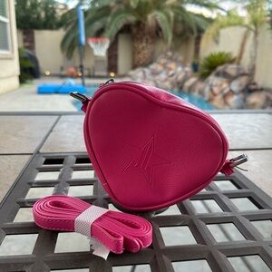 Jeffree Star Vibrant Pink Mini Heart-Shaped Bag with Zipper